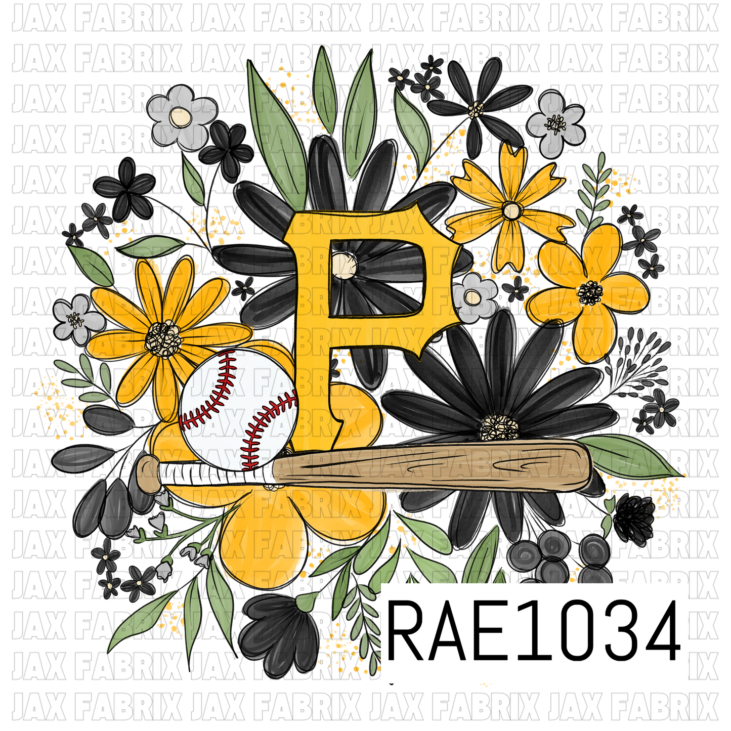 Pirates Floral Baseball PNG RAE1034