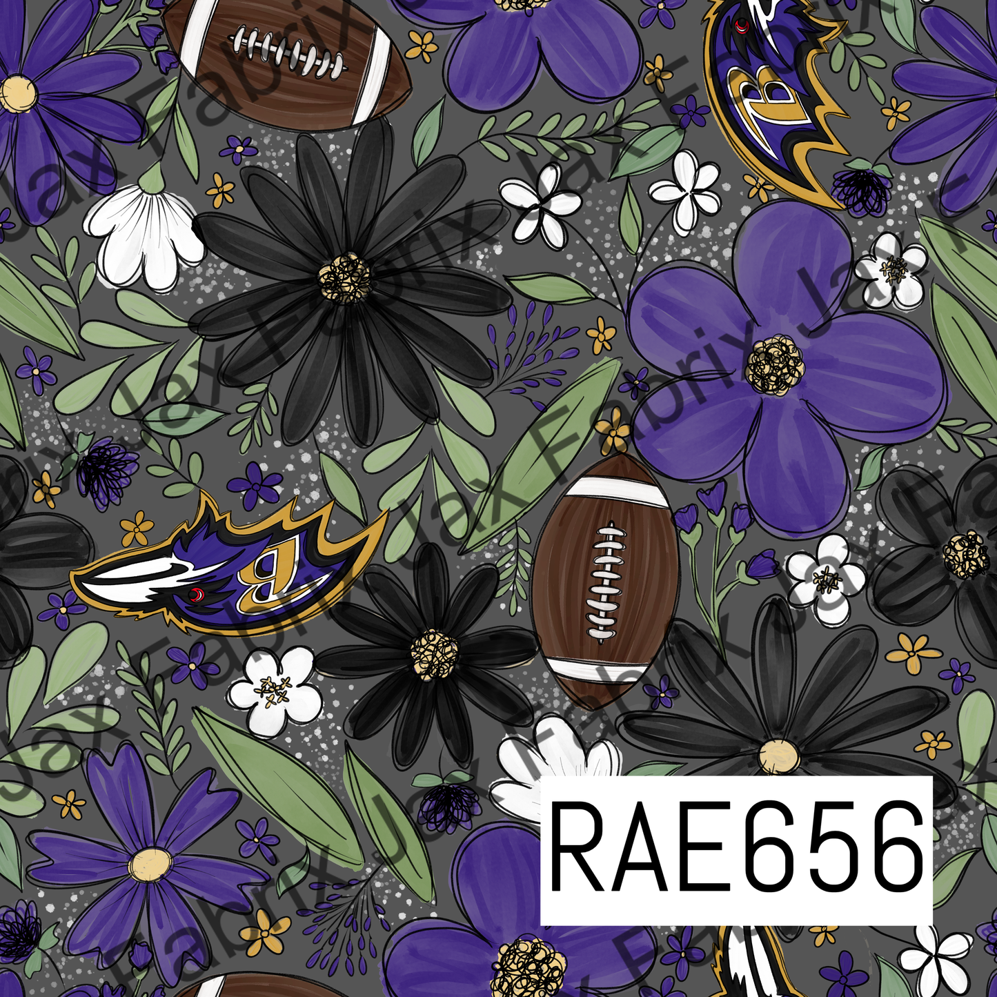 Ravens Football Floral RAE656