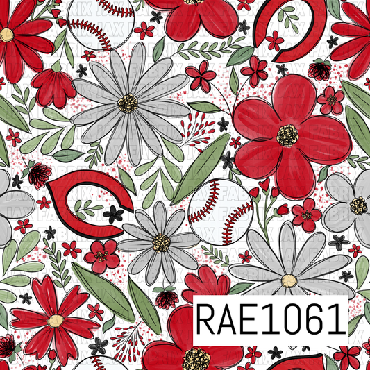 Reds Floral Baseball RAE1061