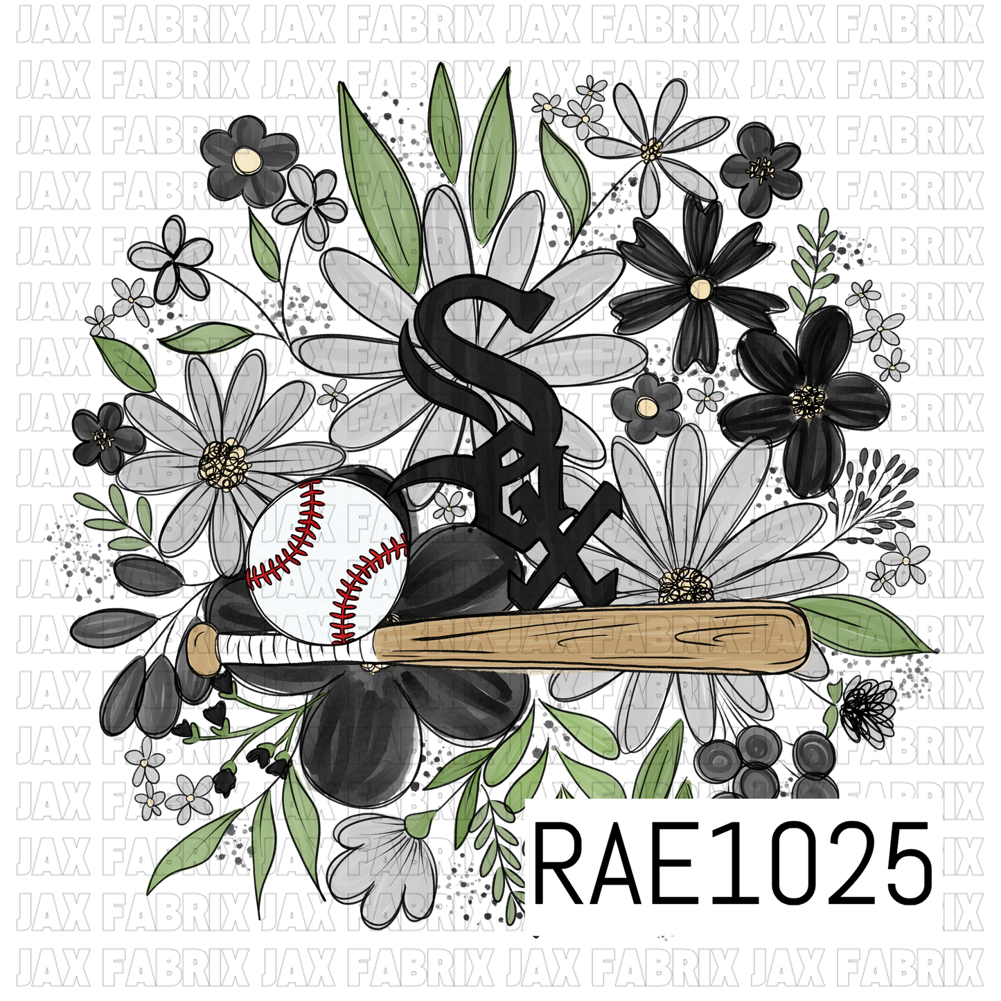 White Sox Floral Baseball PNG RAE1025