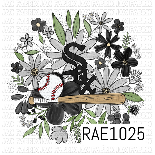 White Sox Floral Baseball PNG RAE1025