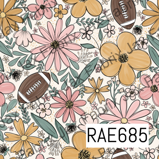 Blush and Gold Football Floral  RAE685