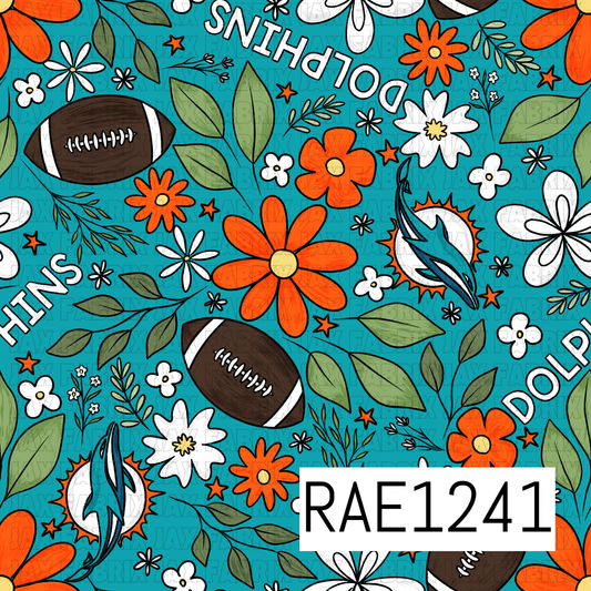 Dolphins Football Floral RAE1241