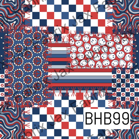 Red White and Blue Muted Patchwork BHB99