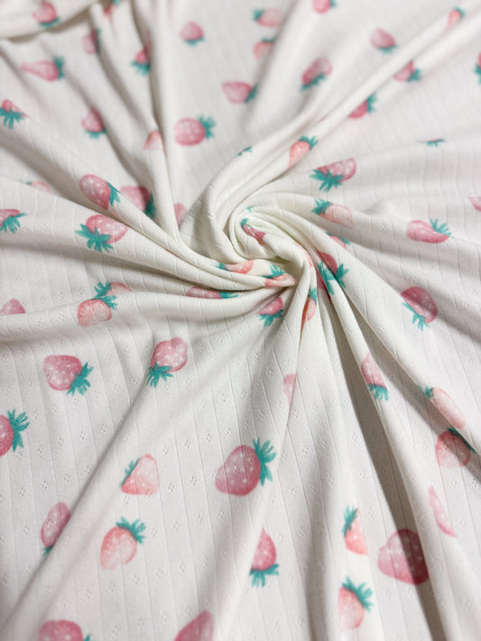 RTS Pink Strawberry Pointelle (sold in bundles of 2 yards)