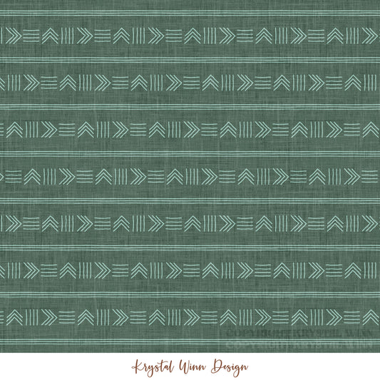 Alaska Tribal Stripe Dark Green KW1121