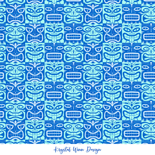 Aloha Tiki Check Blue KW796