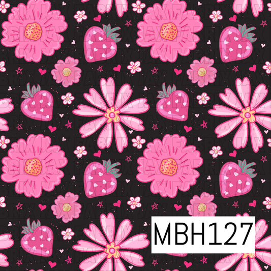 Strawberry Floral Black MBH127