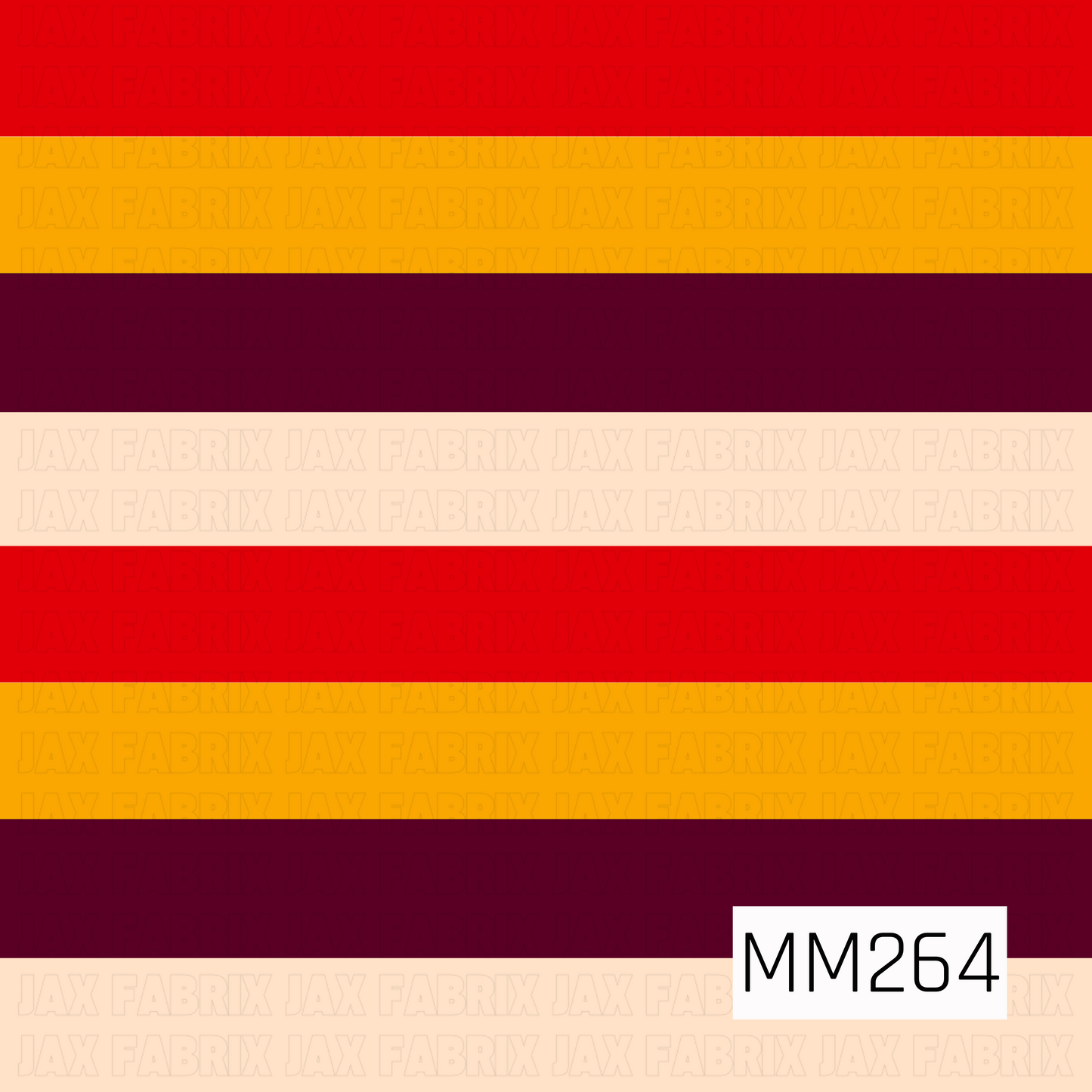  horizontal stripes in red, yellow, brown, and beige