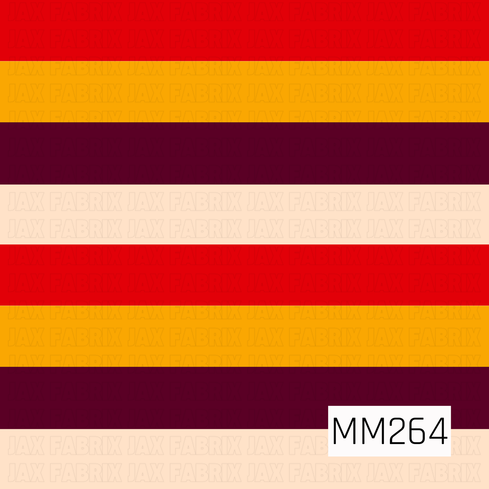  horizontal stripes in red, yellow, brown, and beige
