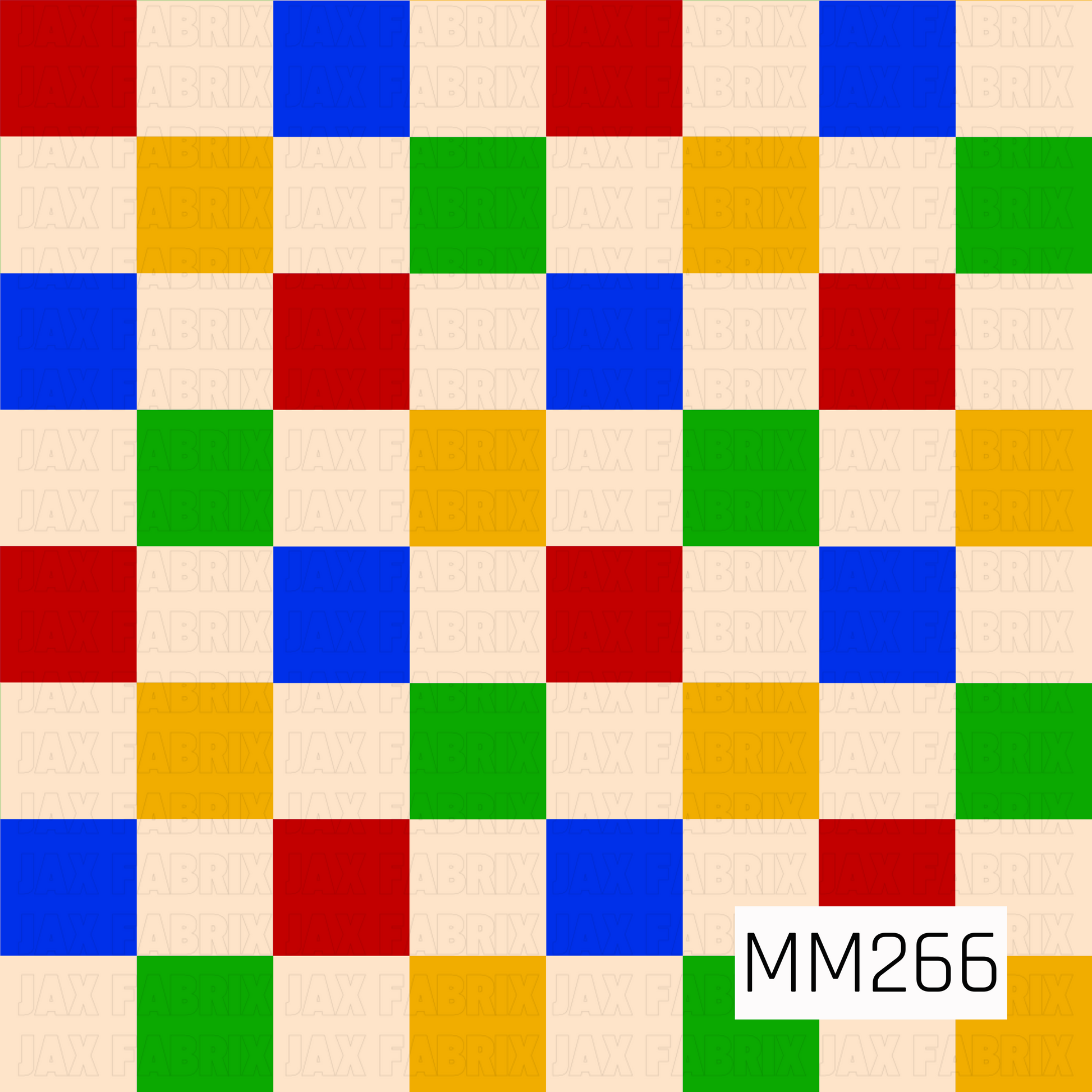 Check  in red, blue, green, and yellow on a beige background.