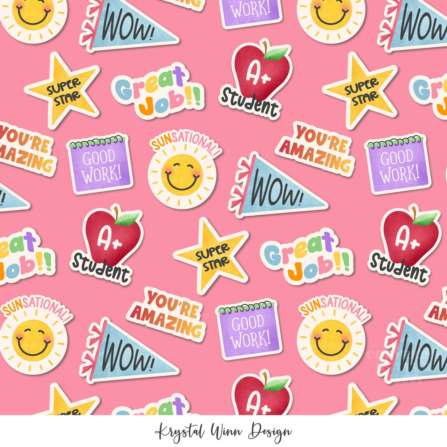 Back to School Sticker Pink KW799