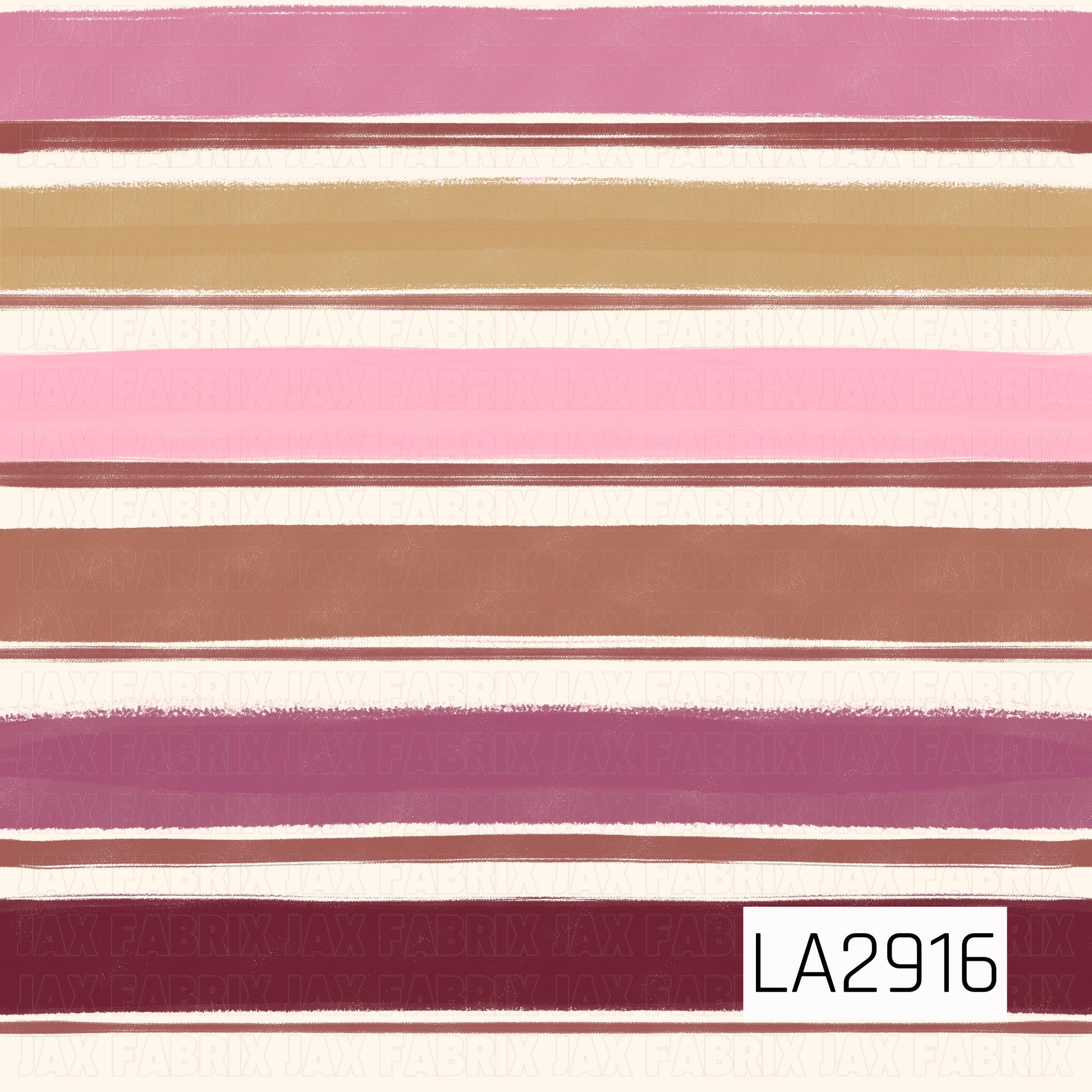 A watercolor stripe pattern featuring broad horizontal bands in berry, mauve, blush pink, caramel, and cream. Soft brushstroke textures and thin accent lines give the design a hand-painted, organic look, creating a warm and timeless coordinate with a cozy, classic feel.
