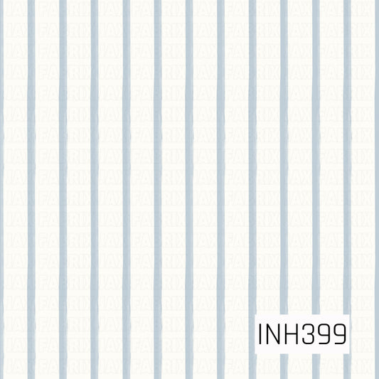 A timeless pattern of softly hand-painted powder-blue vertical stripes on a warm ivory background, creating a clean and charming coordinate design.
