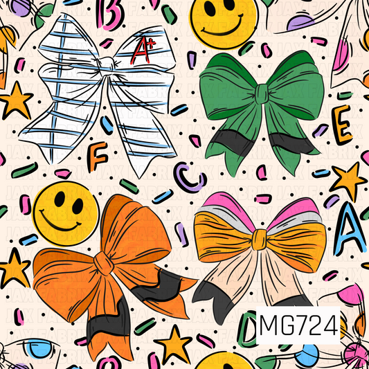MG724 - Happy School Bows Beige