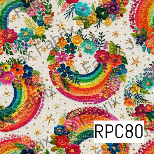 Bright Floral Rainbow Embroidery RPC80