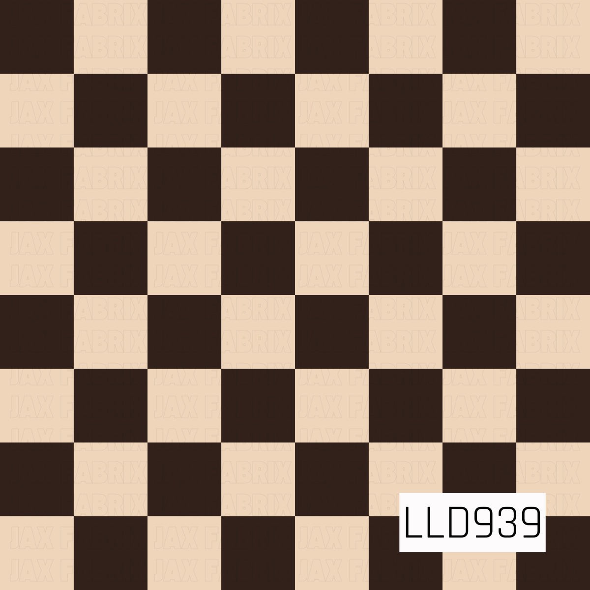 A classic checkerboard print featuring alternating deep chocolate brown and warm cream squares. The simple two-tone palette gives this timeless checkered pattern a cozy retro feel while still being bold and versatile.