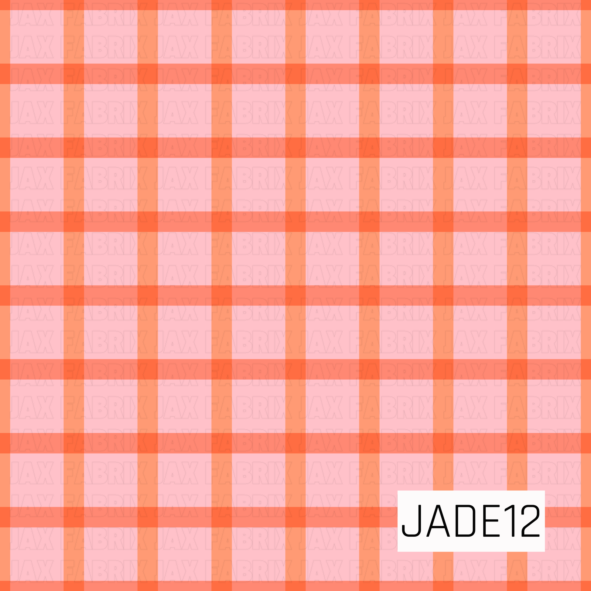 A soft pink and orange plaid featuring blush pink squares layered with warm coral and peach intersecting lines. This cheerful gingham-inspired coordinate offers a sweet, vintage feel, making it perfect for spring, summer, and everyday sewing projects. 