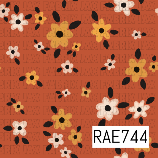 Burnt Orange Dainty Flowers RAE744