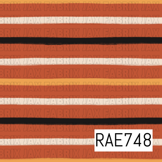 Burnt Orange Dainty Flowers Stripes RAE747