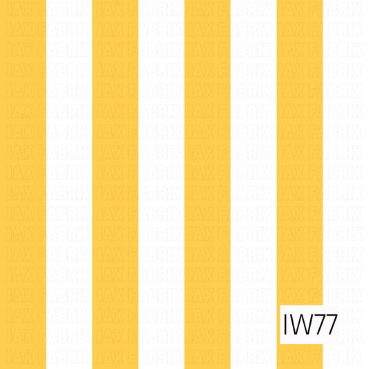 A bright and cheerful vertical stripe pattern featuring wide, evenly spaced golden yellow and crisp white stripes. The bold, clean lines create a classic cabana-inspired design with a sunny, playful feel, perfect for spring and summer projects.