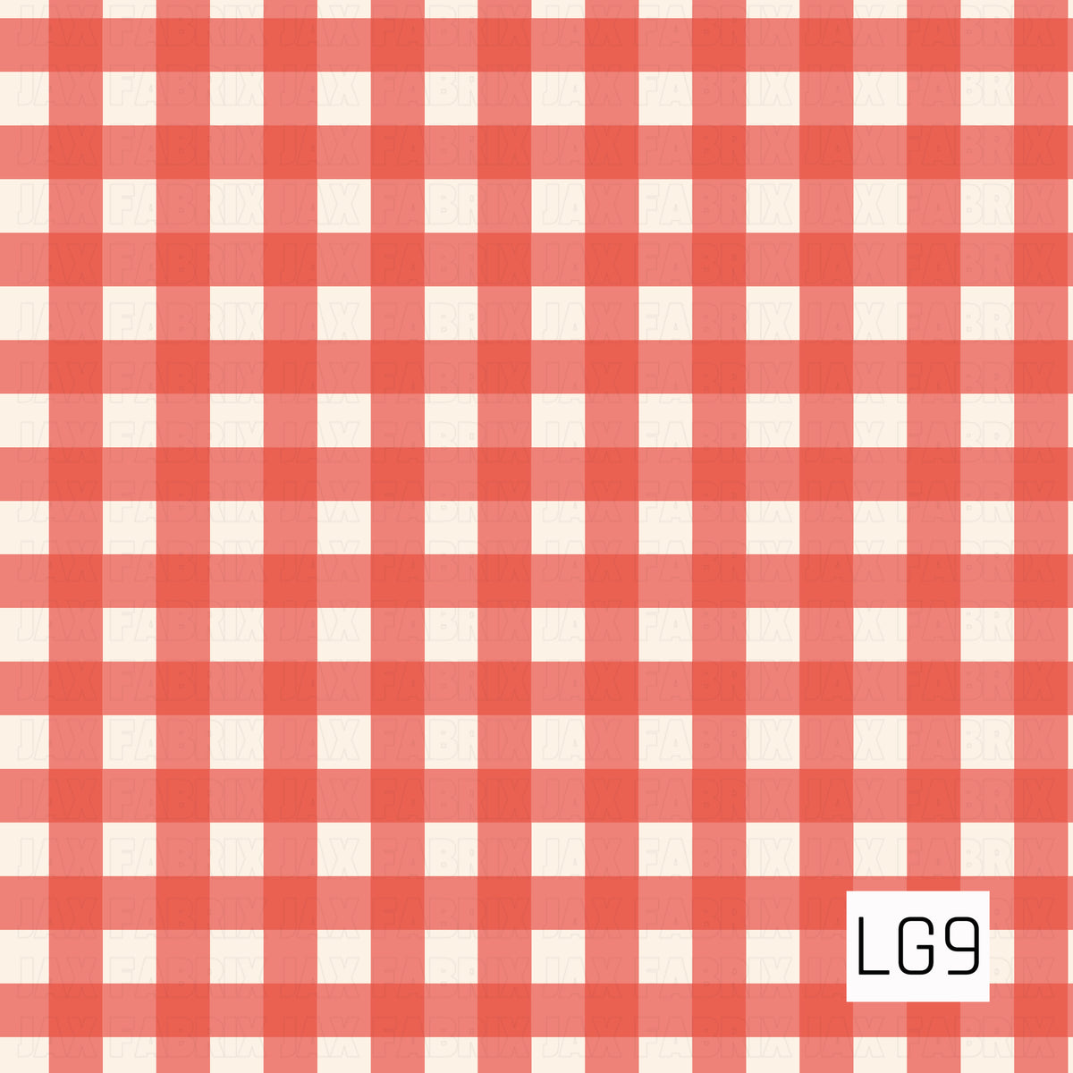 A classic gingham pattern featuring warm coral red and creamy ivory checks. The slightly softened, layered coloring gives the traditional checkered design a cozy, hand-painted feel.
