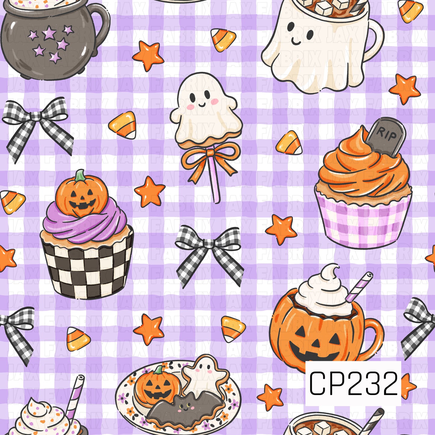 CP232 - Halloween Bake Shop Purple Gingham
