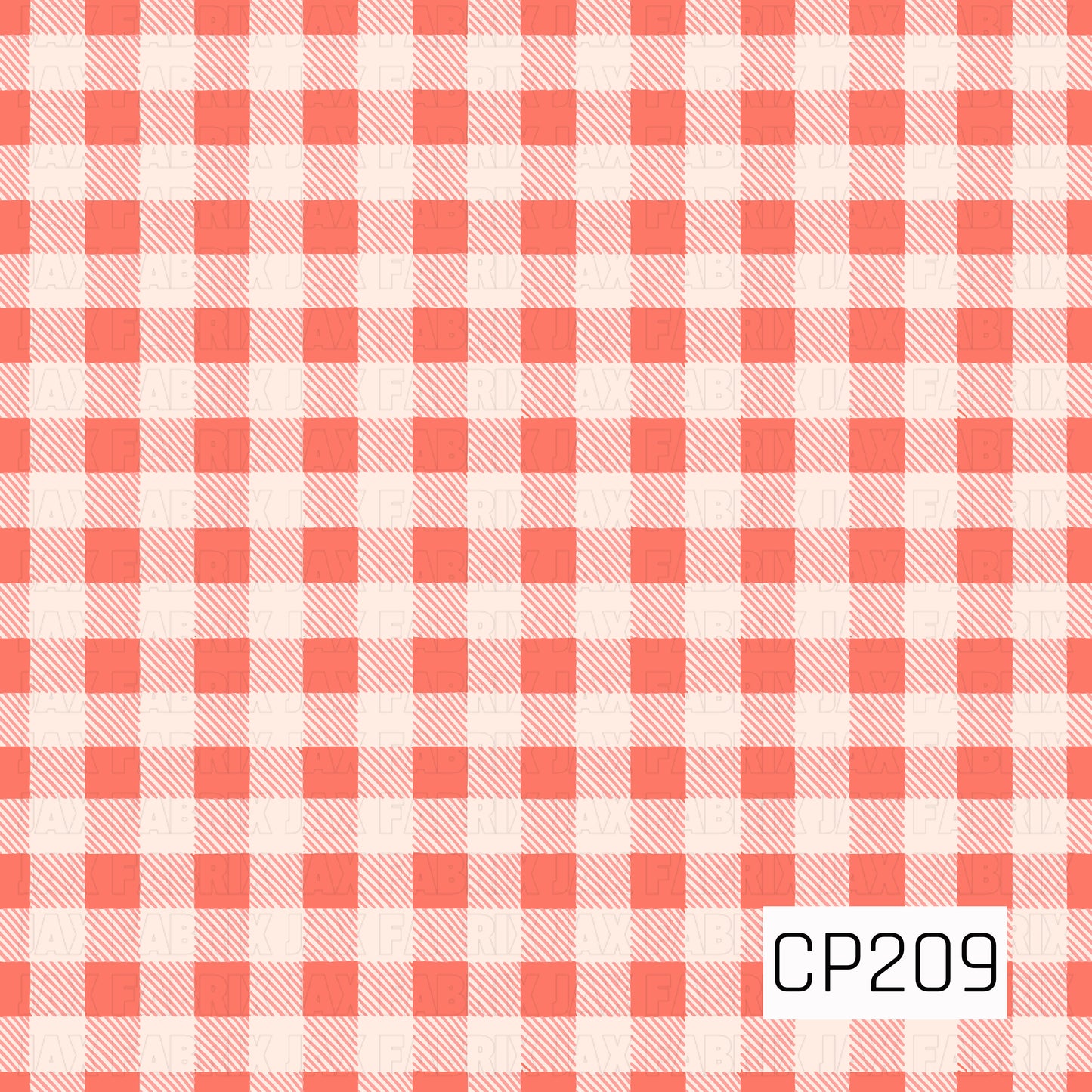 A classic gingham check pattern featuring soft coral pink and warm cream squares with subtle diagonal stripe detailing. This timeless plaid design offers a clean, cheerful look that pairs beautifully with spring, summer, Valentine's Day, and coordinating seasonal prints.
