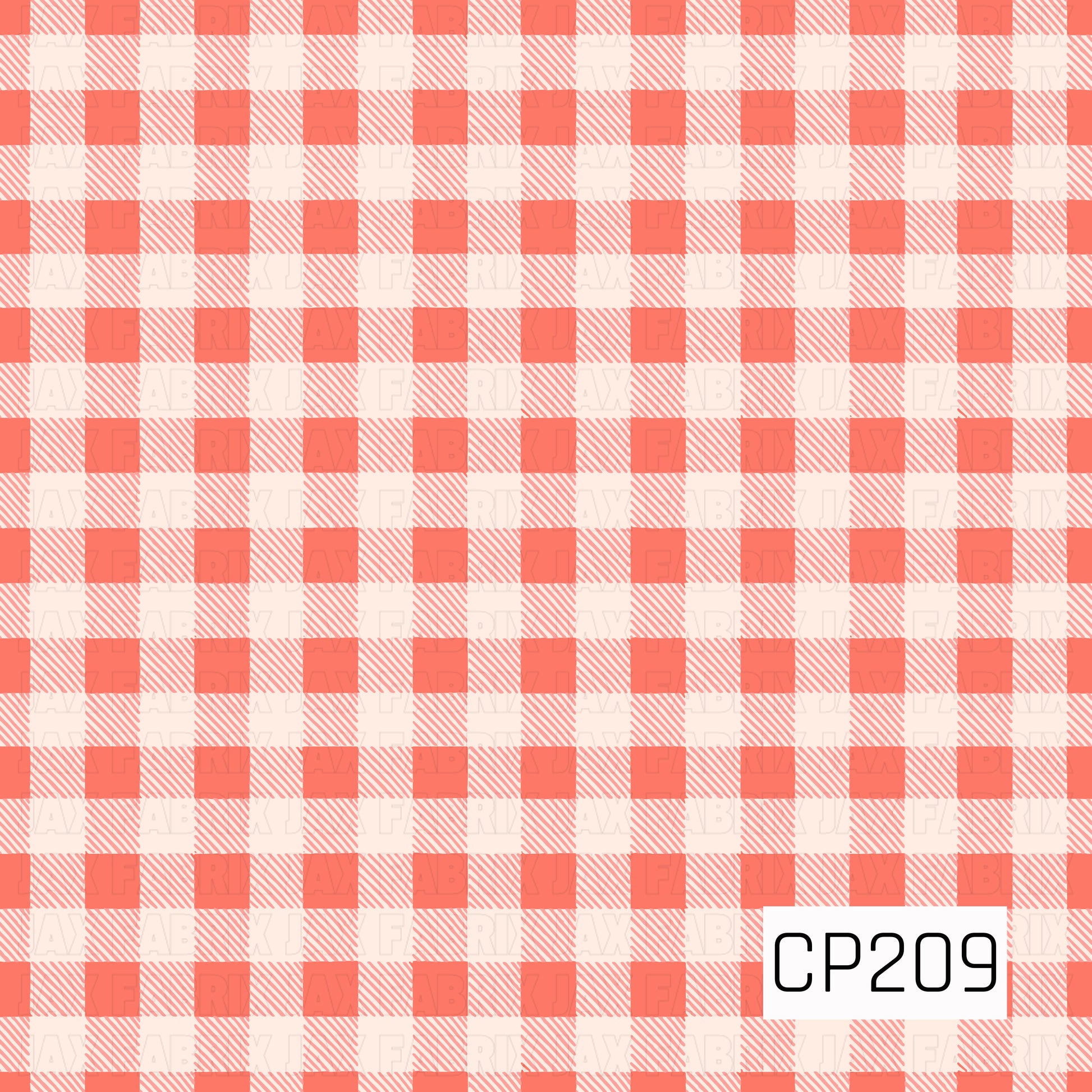 A classic gingham check pattern featuring soft coral pink and warm cream squares with subtle diagonal stripe detailing. This timeless plaid design offers a clean, cheerful look that pairs beautifully with spring, summer, Valentine's Day, and coordinating seasonal prints.
