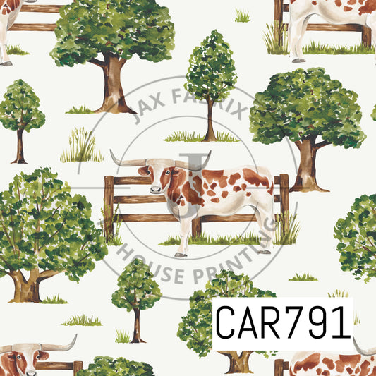 Farm and Meadow Countryside Texas Longhorn Cow CAR791
