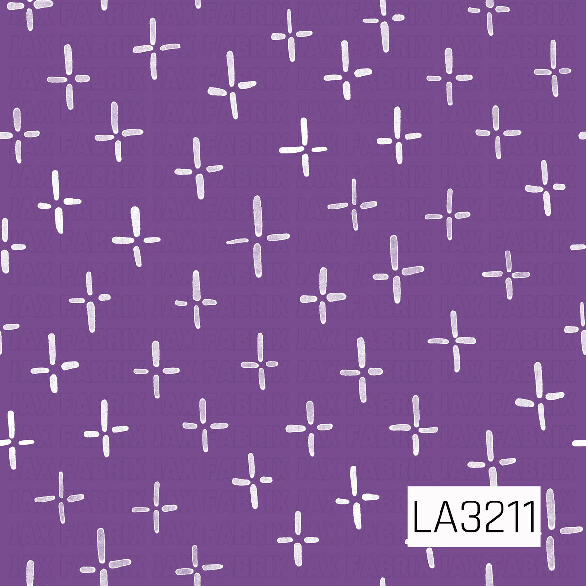 A simple hand-drawn cross pattern featuring scattered white crosses on a rich purple background. The softly textured, uneven brushstrokes give the design a casual, handmade feel.
