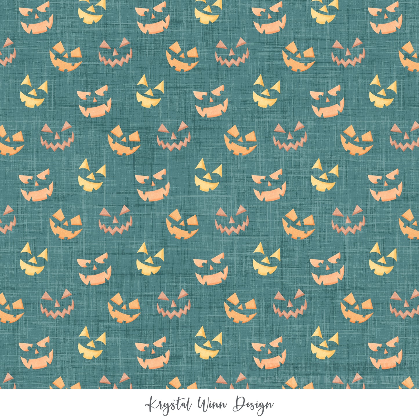 Candy Corn Harvest Faces Teal KW964
