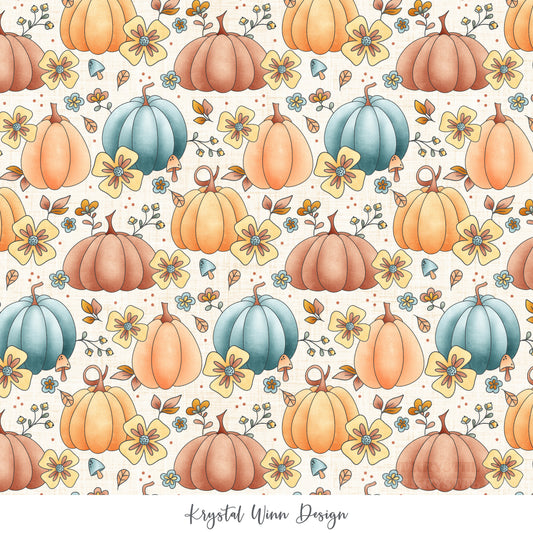 Candy Corn Harvest White Floral KW937