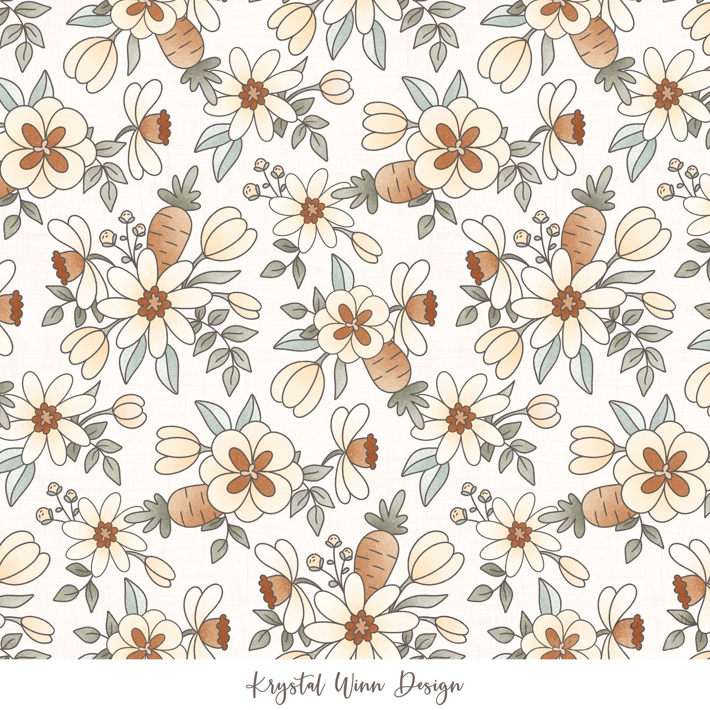 Carrot Farm Floral White KW672