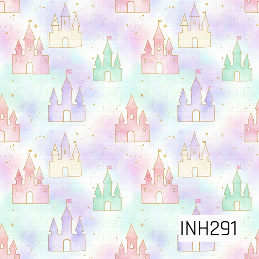 Pattern of colorful castles on a light background 