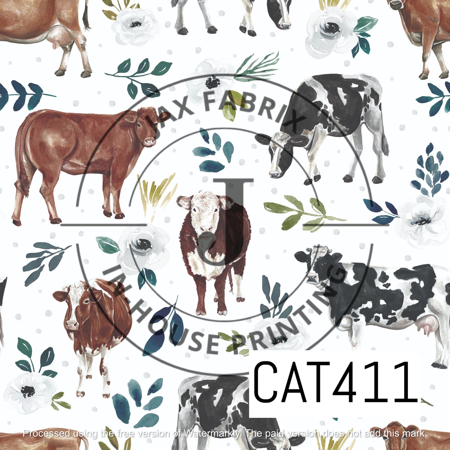 Avaleigh Cow Floral White CAR411