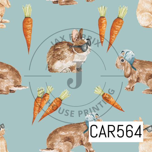 Hipster Bunny and Carrots Blue CAR564