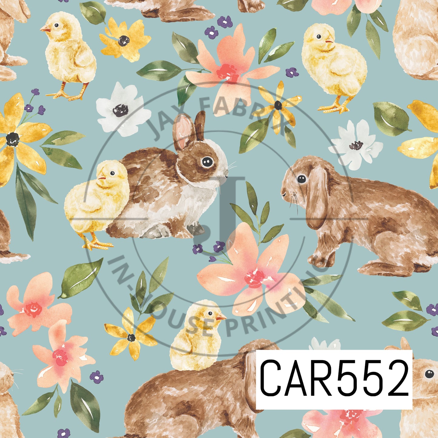 Bunny Floral Blue CAR552