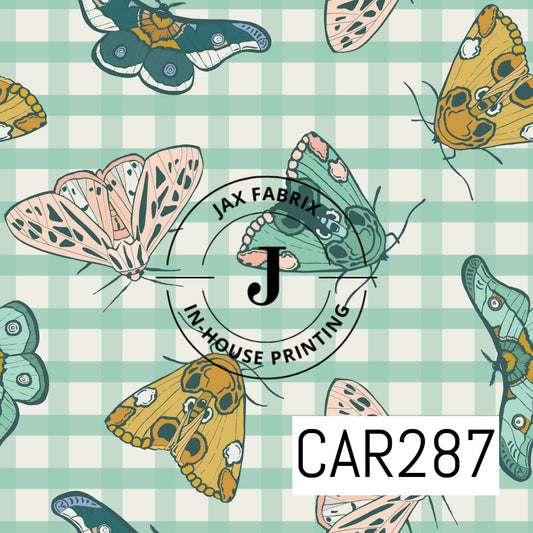 Moths Mint Plaid CAR287