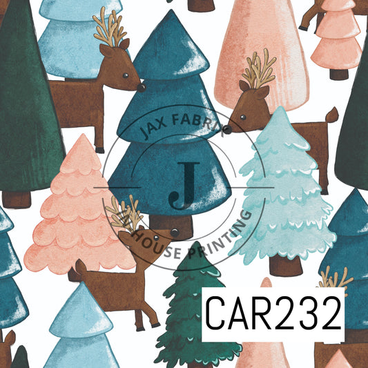 Cozy Christmas Colorful Trees Reindeer CAR232