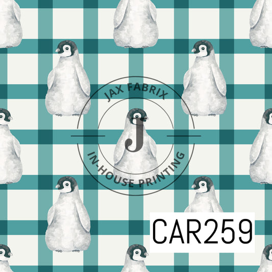 Forest and Friends Teal Plaid Penguins CAR259