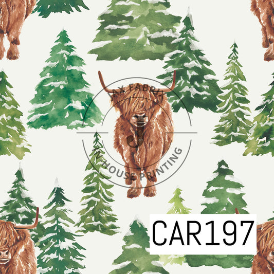 Holly And Pine Highland Cow CAR197