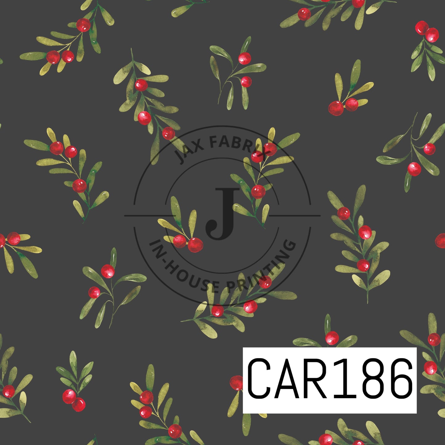 Holly And Pine Sprigs Holly Black CAR186