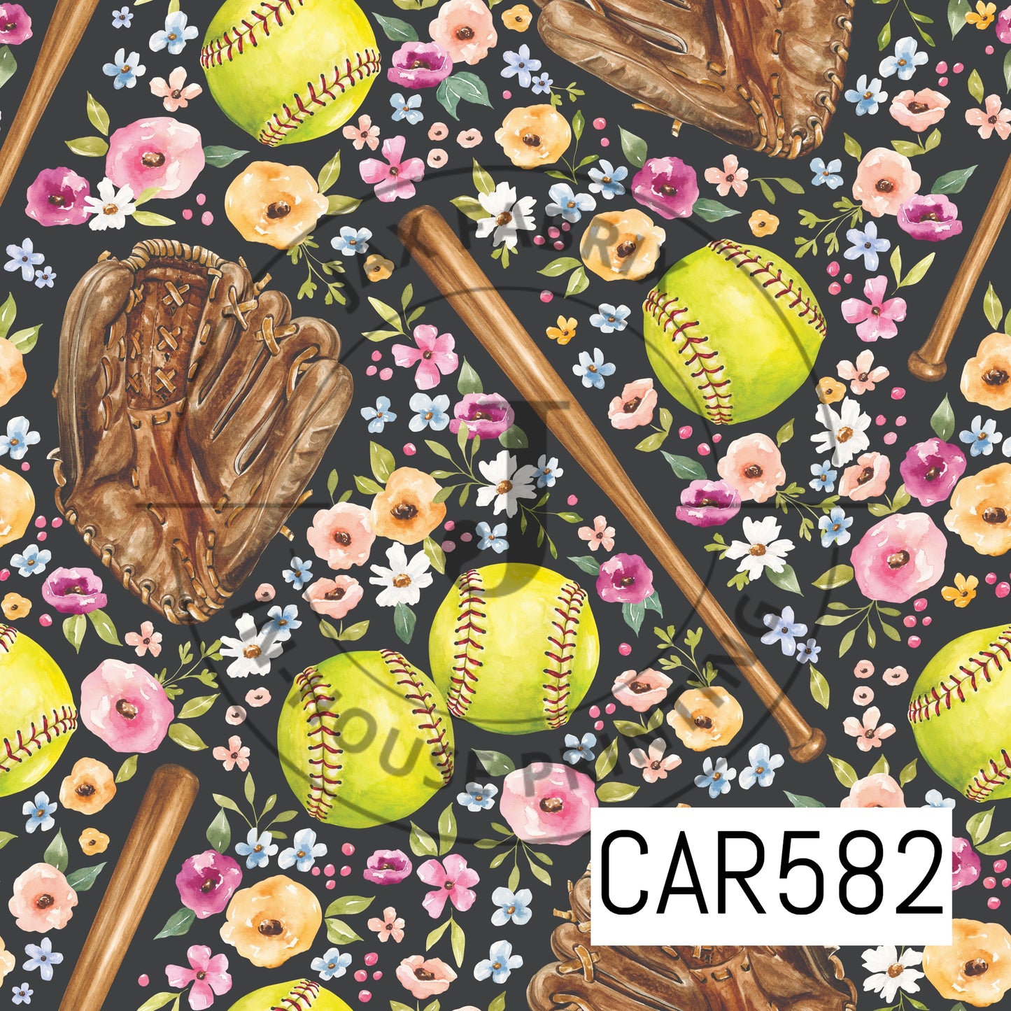 Melody Floral Softball Black CAR582