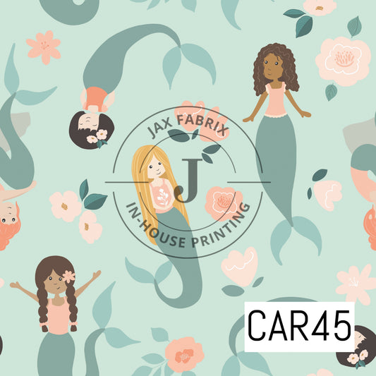 Mermaid Muse Floral Aqua Blue CAR45