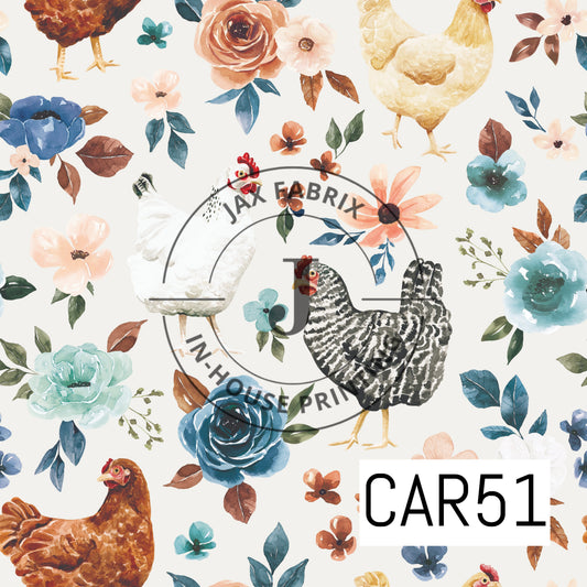 Rust and Royal Chicken Floral White CAR51