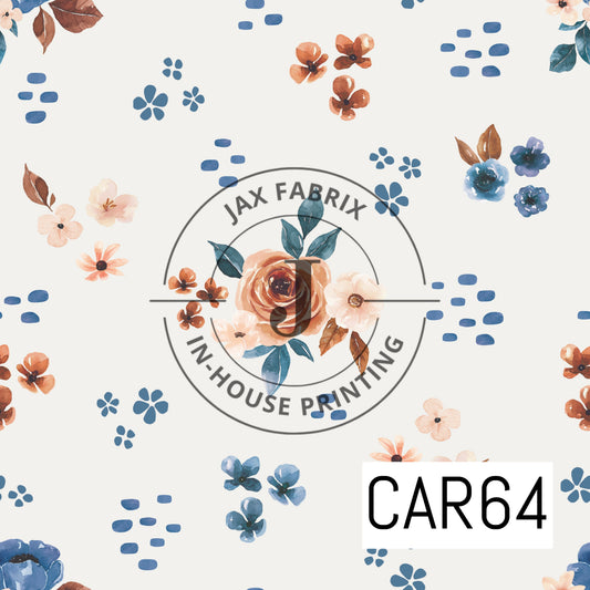 Rust and Royal Floral White CAR64