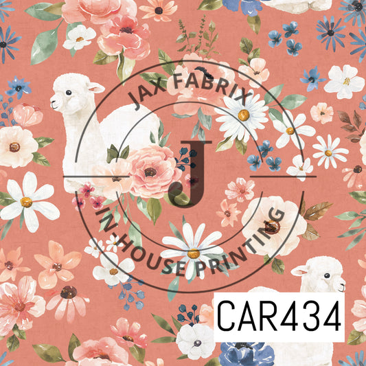 Wanderlust Llamas Floral Pink CAR434