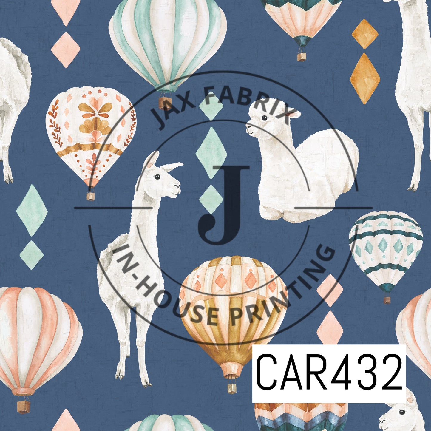 Wanderlust Llamas Balloons Periwinkle CAR432