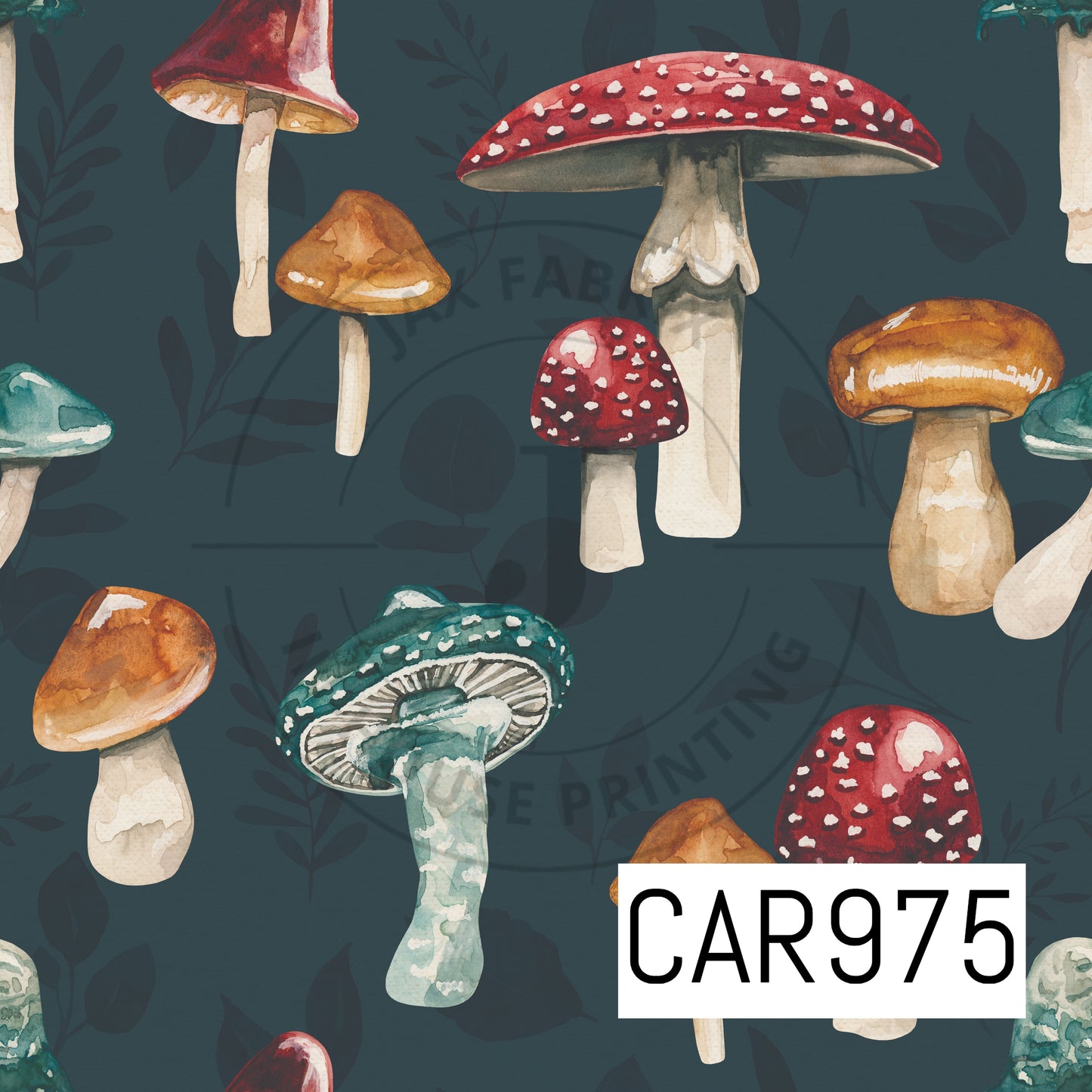 Wild Wood Mushrooms Navy CAR975